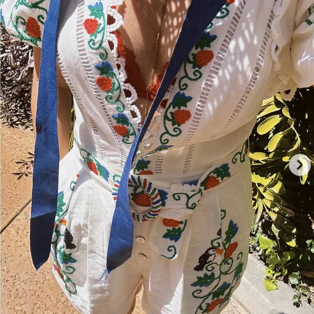 FARM Rio- Cross Stitch Toucan Embroidered Romper - Picture 9 of 9